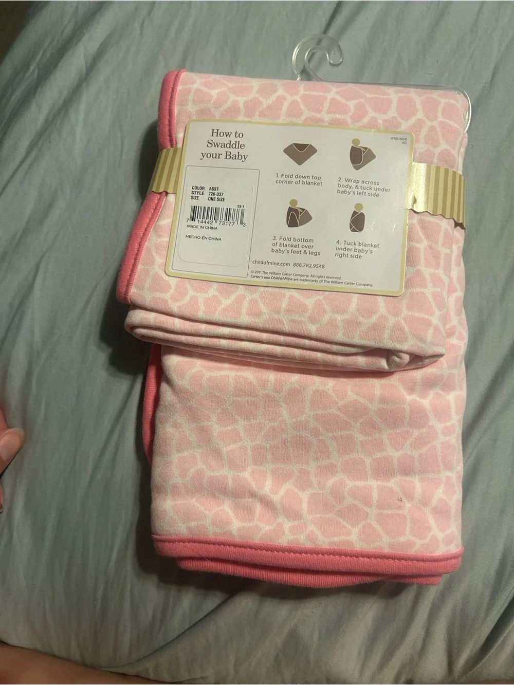 Carter's Pink Giraffe-Print Baby Swaddle Blanket